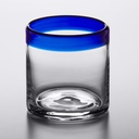 Acopa Tropic 12 oz. Rocks / Old Fashioned Glass with Blue Rim