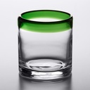 Acopa Tropic 12 oz. Rocks / Old Fashioned Glass with Green Rim