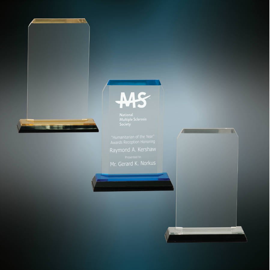 3 1/2" x 6 1/2" Blue Clipped Corner Impress Acrylic