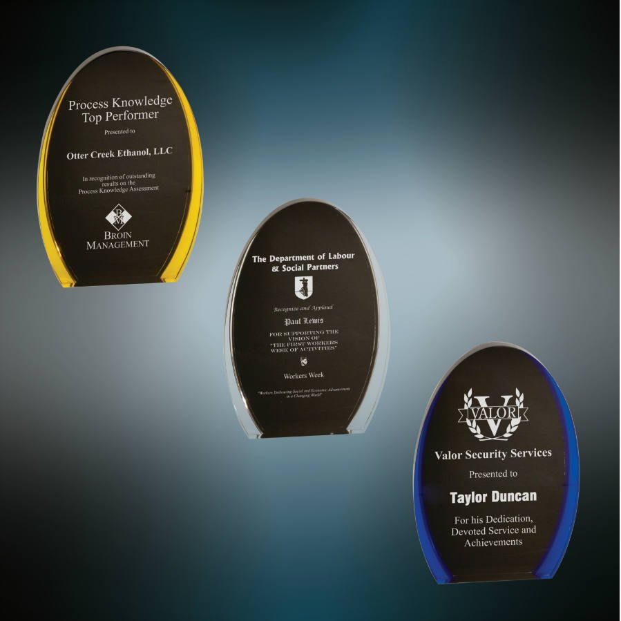 7" Black/Gold Luminary Oval Acrylic