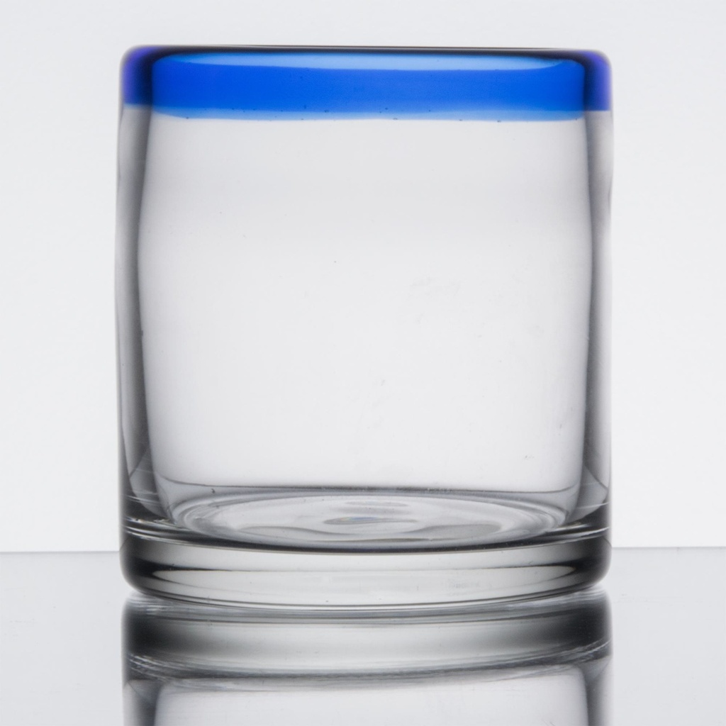 Libbey 92302 Aruba 12 oz. Rocks / Old Fashioned Glass with Cobalt Blue Rim