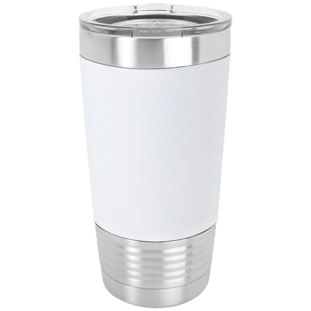 20 oz. White/Black Polar Camel Tumbler with Silicone Grip and Clear Lid