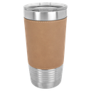 20 oz. Light Brown Laserable Leatherette Polar Camel Tumbler with Clear Lid