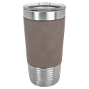 20 oz. Gray Laserable Leatherette Polar Camel Tumbler with Clear Lid