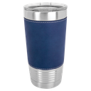 20 oz. Blue/Silver Laserable Leatherette Polar Camel Tumbler with Clear Lid