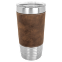 20 oz. Rustic/Silver Laserable Leatherette Polar Camel Tumbler with Clear Lid