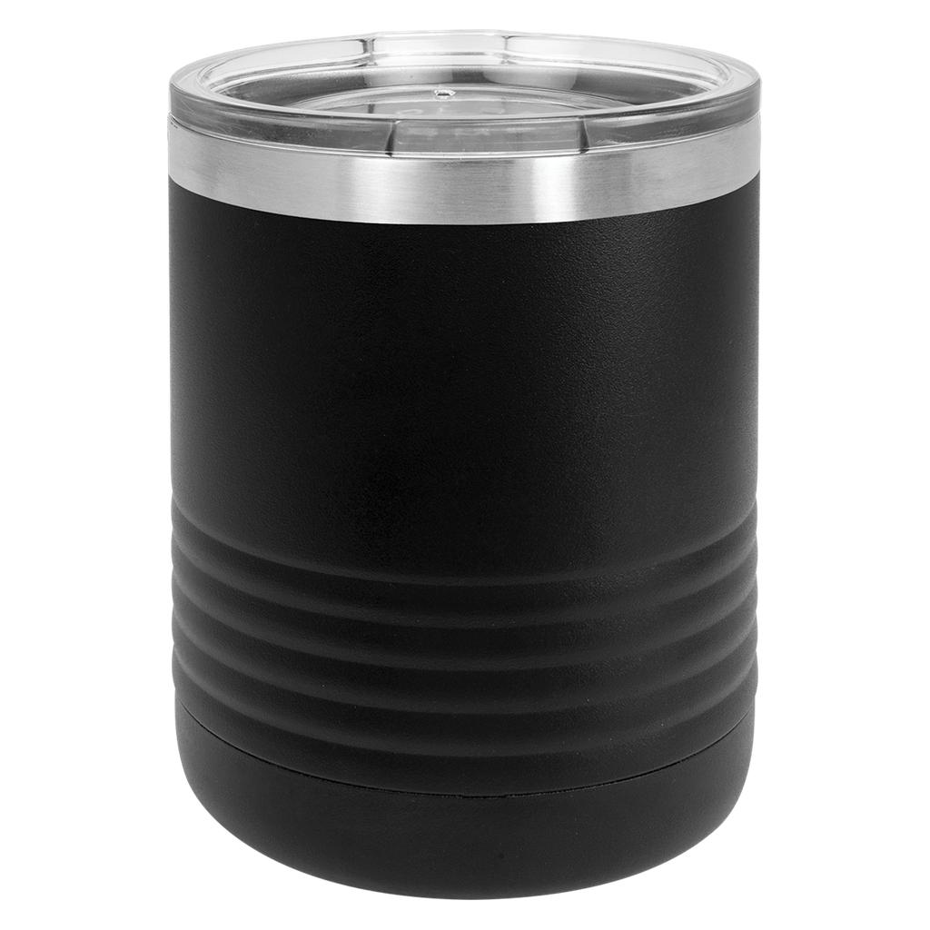 Polar Camel Ringneck 10 oz. Black Vacuum Insulated Tumbler with Clear Lid