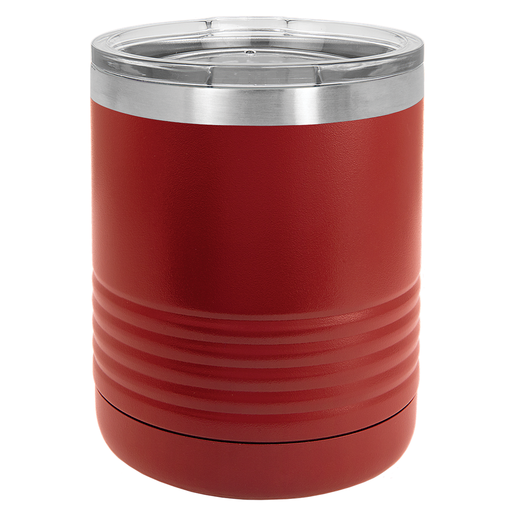 Polar Camel Ringneck 10 oz. Maroon Vacuum Insulated Tumbler with Clear Lid