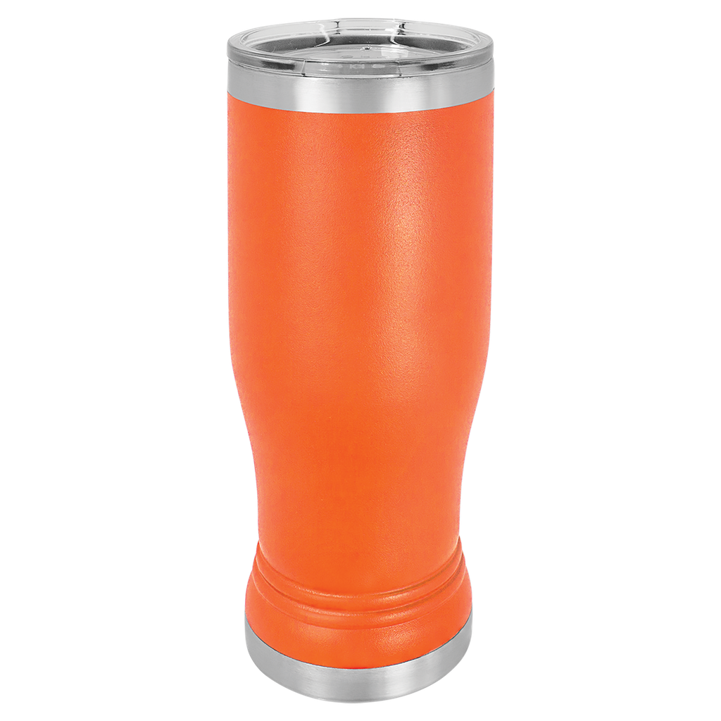 Orange 14 oz. Polar Camel Pilsner w/Clear Lid