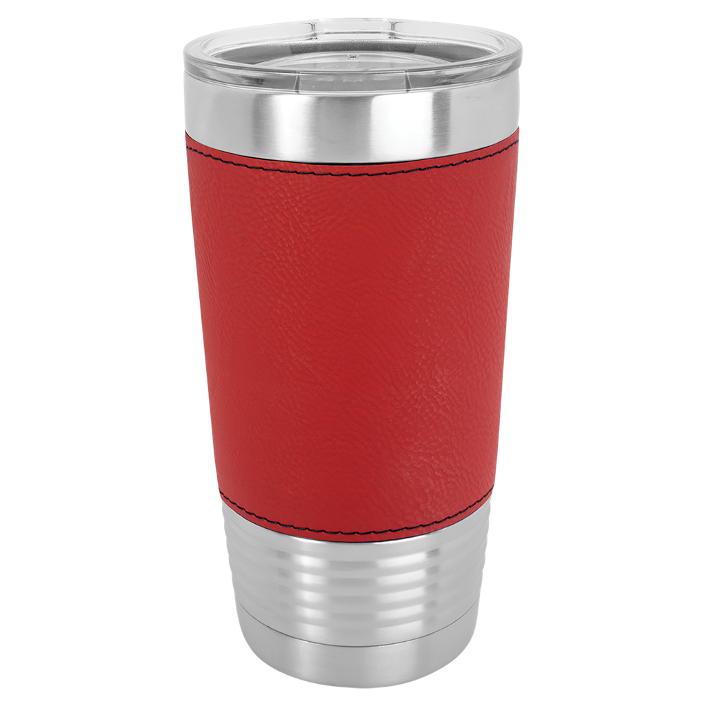 20 oz. Red Laserable Leatherette Polar Camel Tumbler with Clear Lid
