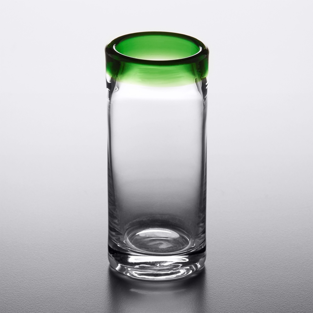 Acopa Tropic 3 oz. Shooter Glass with Green Rim
