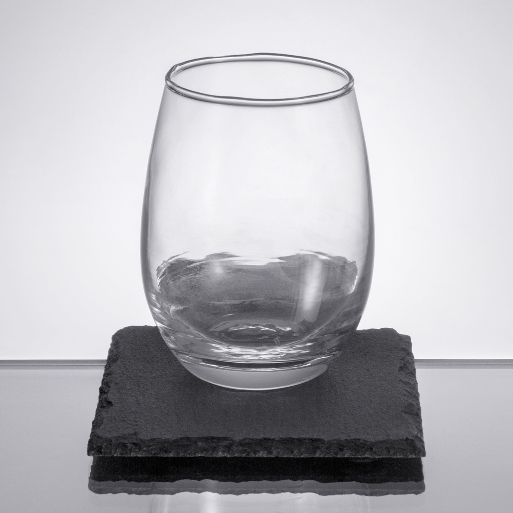 9 oz. Stemless Wine Glass with Slate Tasting Plate Set