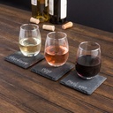 9 oz. Stemless Wine Glass with Slate Tasting Plate Set