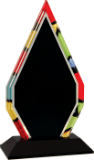 8" Stained Glass Diamond Acrylic with Black Base