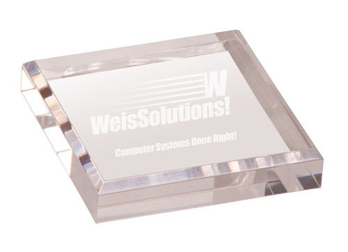 3 3/4" x 3 3/4" Clear Acrylic Paperweight