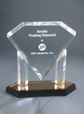 10 3/4" Gold Floating Diamond Acrylic