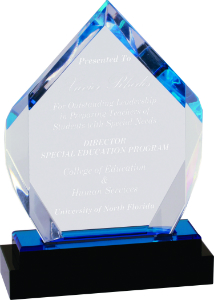 7" Blue Fusion Diamond Impress Acrylic with Black Glass Base