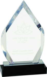 8" Silver Fusion Diamond Impress Acrylic with Black Glass Base