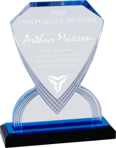 9" Blue Carved Shield Impress Acrylic