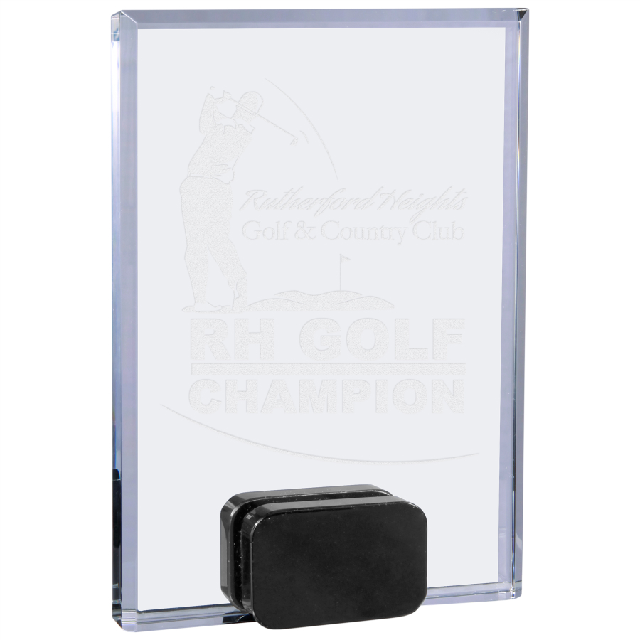 5" x 7" Crystal Rectangle with Black Crystal Base