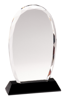 9" Oval Facet Crystal on Black Pedestal Base