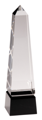 10" Obelisk Crystal on Black Pedestal Base