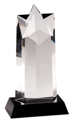 10" Crystal Star Column on Black Pedestal Base