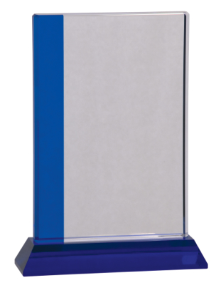 6 1/2" x 9" Blue Edge Crystal on Blue Base