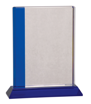 6 1/2" x 8" Blue Edge Crystal on Blue Base