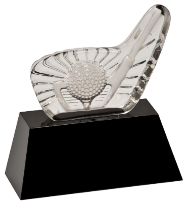 6" Crystal Golf Club & Ball on Black Base