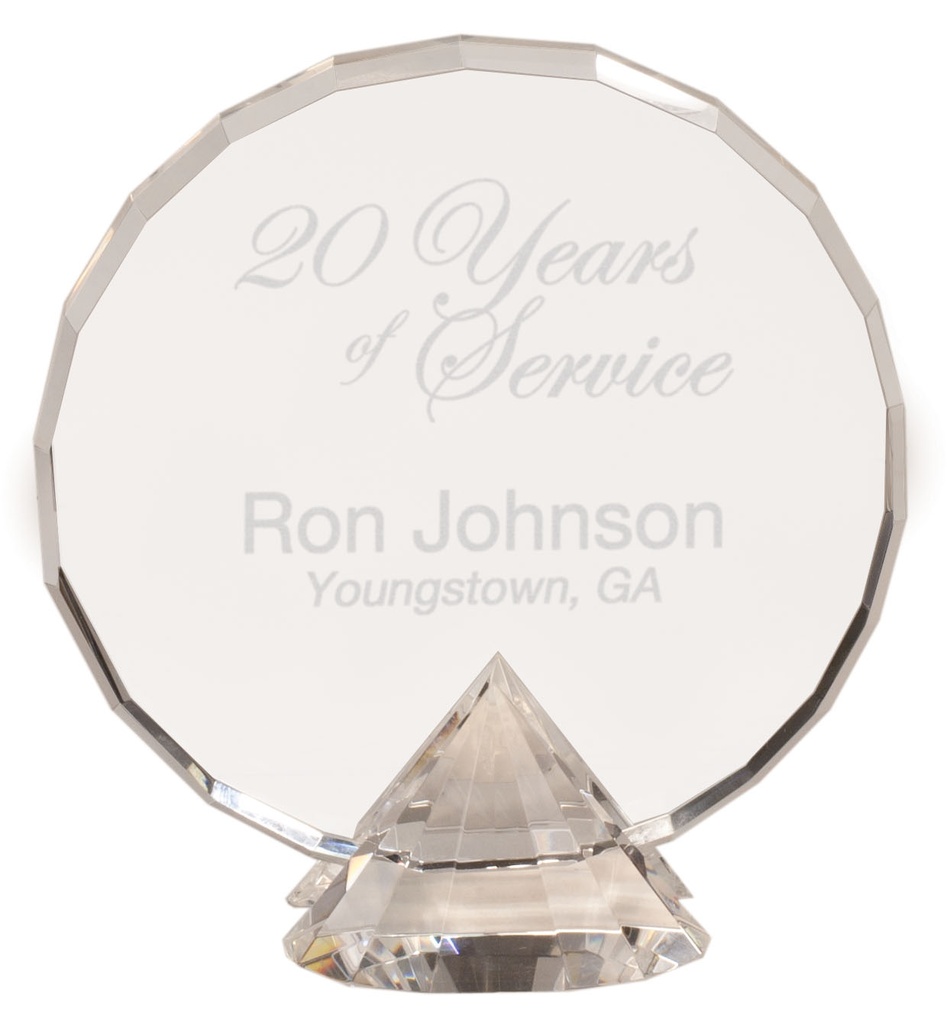 7 1/2" Clear Round Crystal on Clear Diamond Base