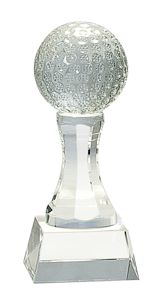 6" Crystal Golf Ball on Clear Pedestal Base