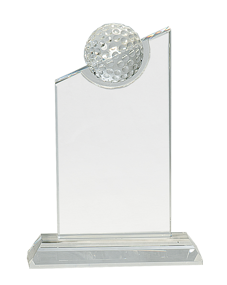 7 1/4" Clear Crystal with Inset Crystal Golf Ball on Clear Base