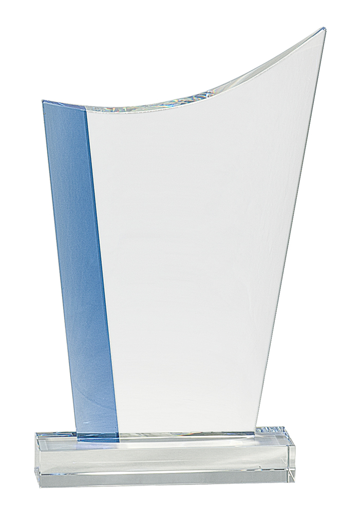 9 1/4" Blue Edge Crystal Crest on Clear Base