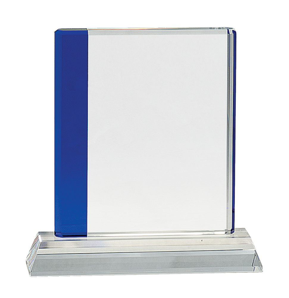 7 1/4" Blue Edge Crystal on Clear Base