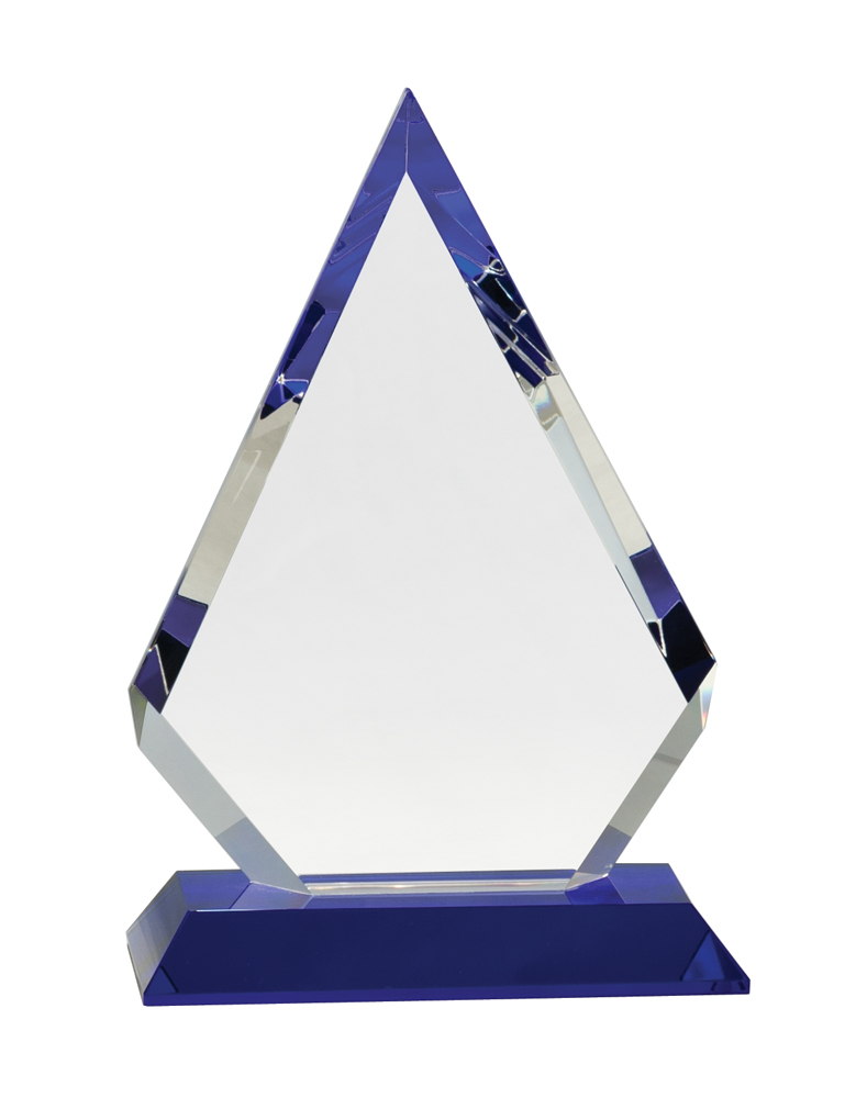 9" Clear Crystal Diamond on Blue Pedestal Base