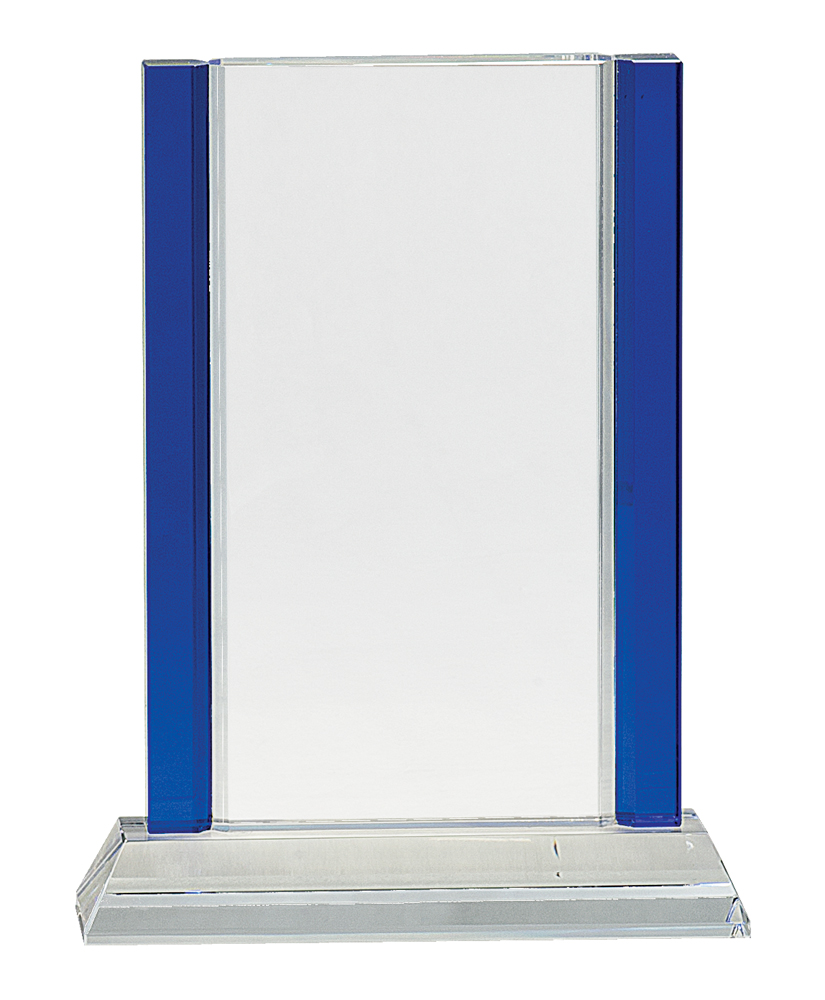 8 1/2" Blue 2-Edge Crystal on Clear Base