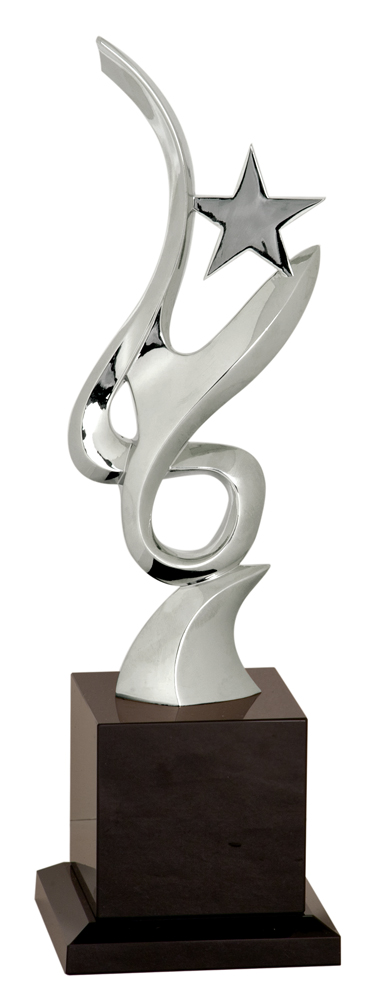11 3/4" Silver Metal Art Crystal Award