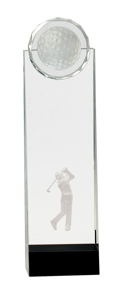 11 1/4" Clear/Black Crystal Standup with 3D Golfer