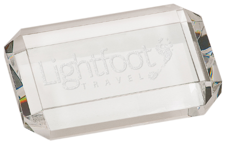 4" x 2 3/4" Crystal Rectangle Paperweight with Clipped Corners