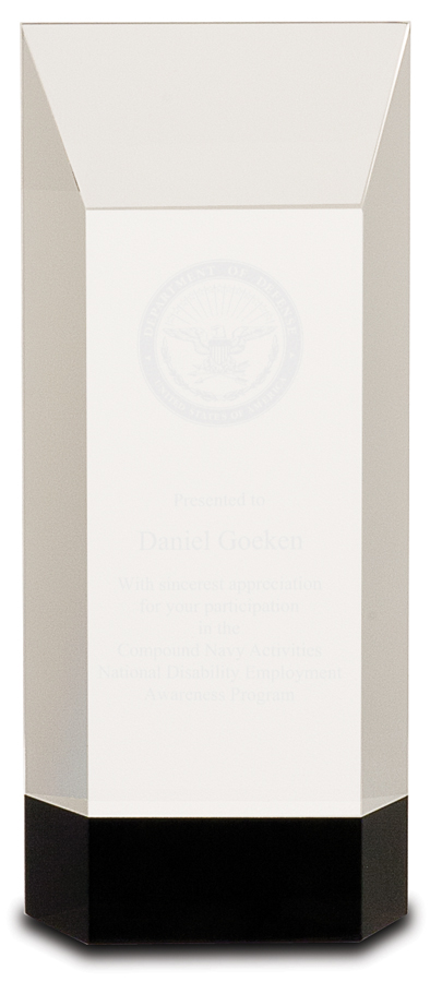 8 1/4" Clear Crystal Self-Standing Rectangle on Black Base