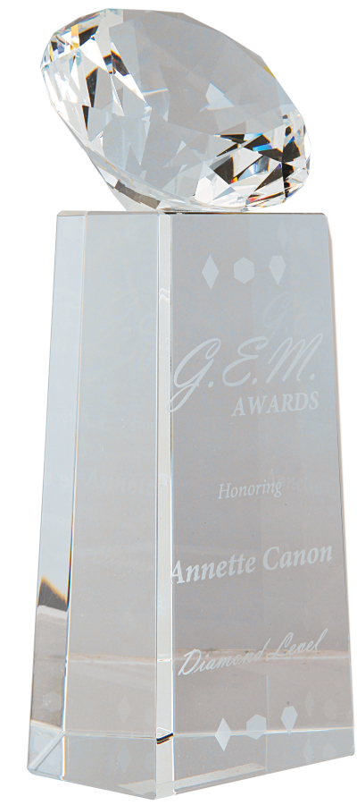 7 3/4" Crystal Diamond on Clear Crystal Pedestal