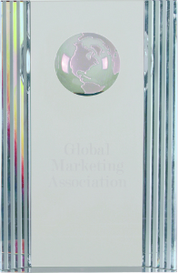 6 1/2" Clear Crystal Rectangle with Globe Etching