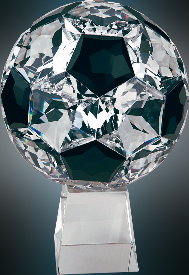 5 3/4" Crystal Soccer Ball on Clear Base
