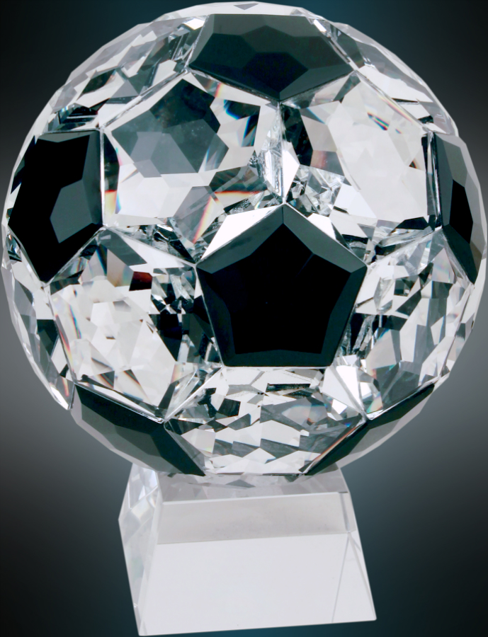 7 1/2" Crystal Soccer Ball on Clear Base