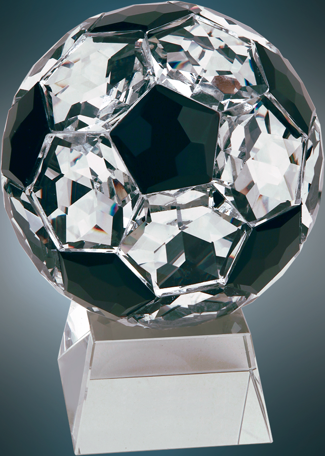 11 1/4" Crystal Soccer Ball on Clear Base