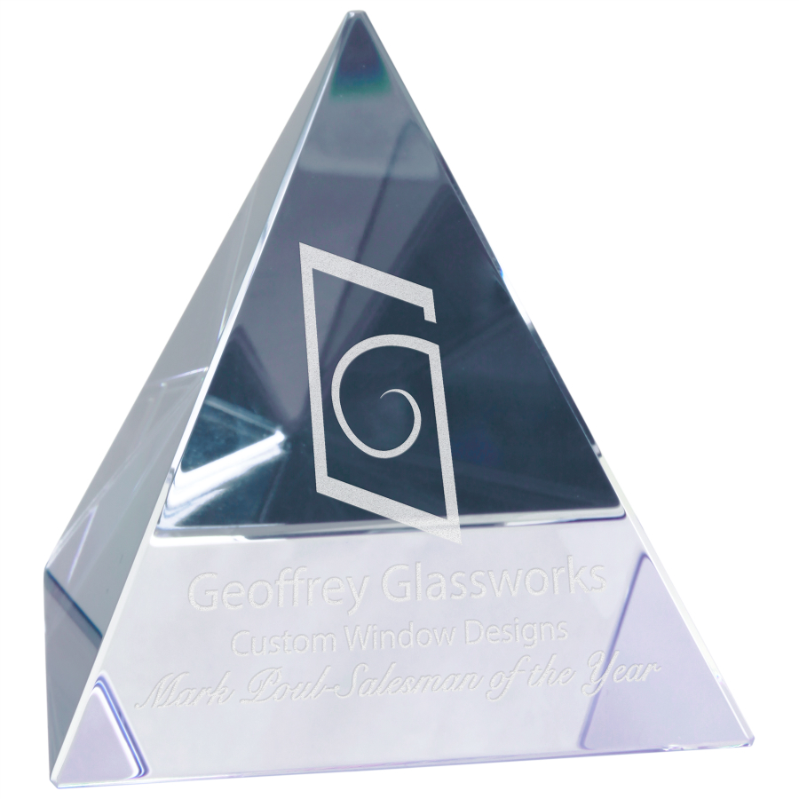 3 1/8" x 3 1/8" x 3 1/8" Crystal Pyramid