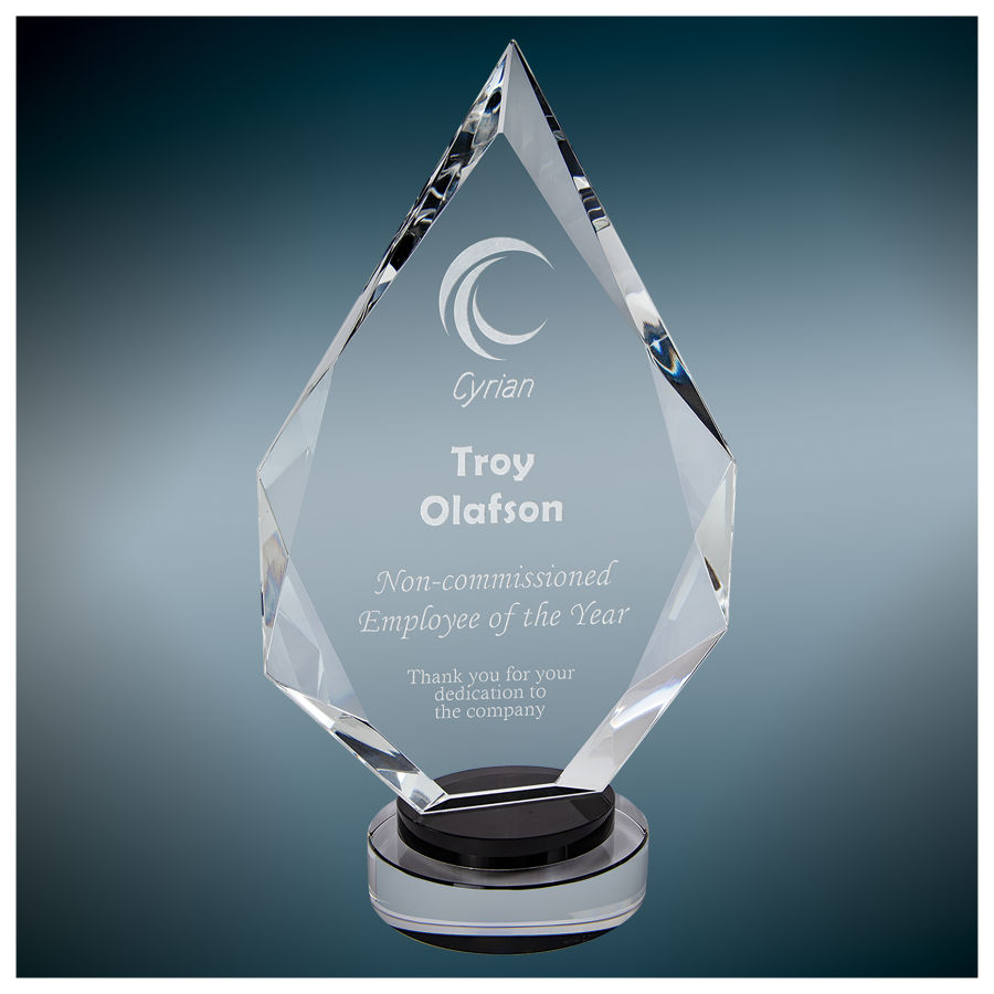 10 1/4" Diamond Crystal on Black & Clear Round Base