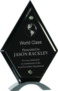 10" Diamond Black Piano Finish Floating Jade Glass Standup