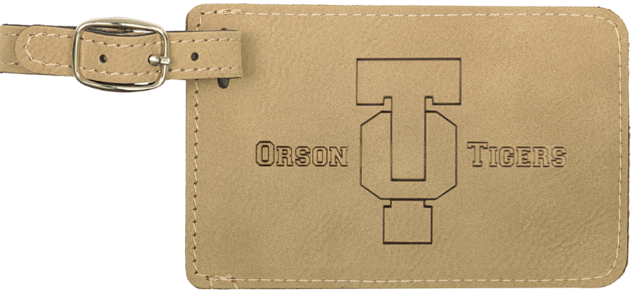 4 1/4" x 2 3/4" Light Brown Laserable Leatherette Luggage Tag